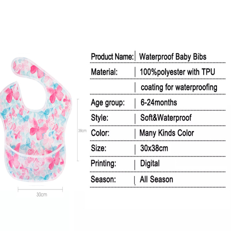 Mom Choice Waterproof Baby Bibs Set of Two Infant 6-24 Months with Pocket Washable Stain Oil and Odor Resistant